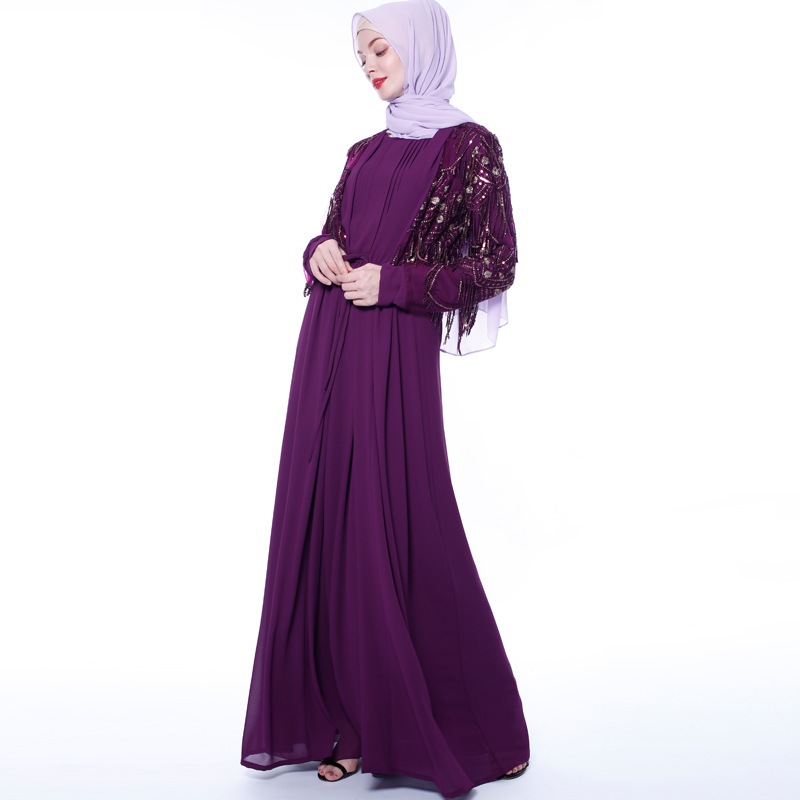 New Sequined Fringed Cardigan Muslim Long-sleeved Modest Muslim Kimono (2) New Sequined Fringed Cardigan Muslim Long-sleeved Modest Muslim Kimono (2)