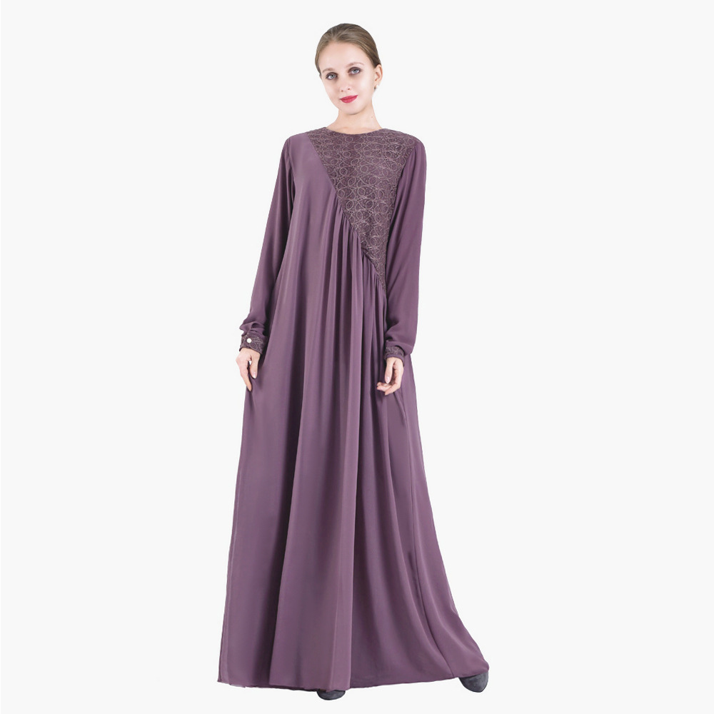 Two Layer Chiffon Lace Stitching Dress Malaysia Arabian Dubai Islamic Muslim Clothing Abaya (11) Two Layer Chiffon Lace Stitching Dress Malaysia Arabian Dubai Islamic Muslim Clothing Abaya (11)
