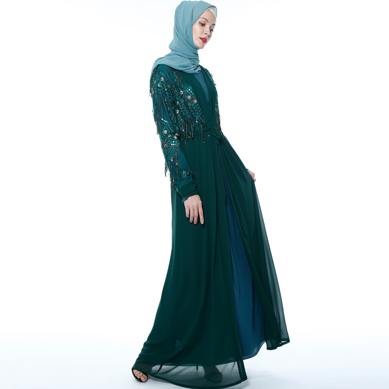 New Sequined Fringed Cardigan Muslim Long-sleeved Modest Muslim Kimono (4) New Sequined Fringed Cardigan Muslim Long-sleeved Modest Muslim Kimono (4)