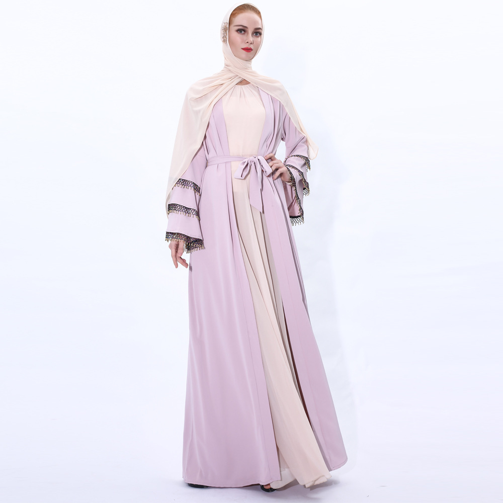 New Muslim Womens Maxi Dress with Three-layer Kimono Sleeves Kimono Open Abaya (10) New Muslim Womens Maxi Dress with Three-layer Kimono Sleeves Kimono Open Abaya (10)