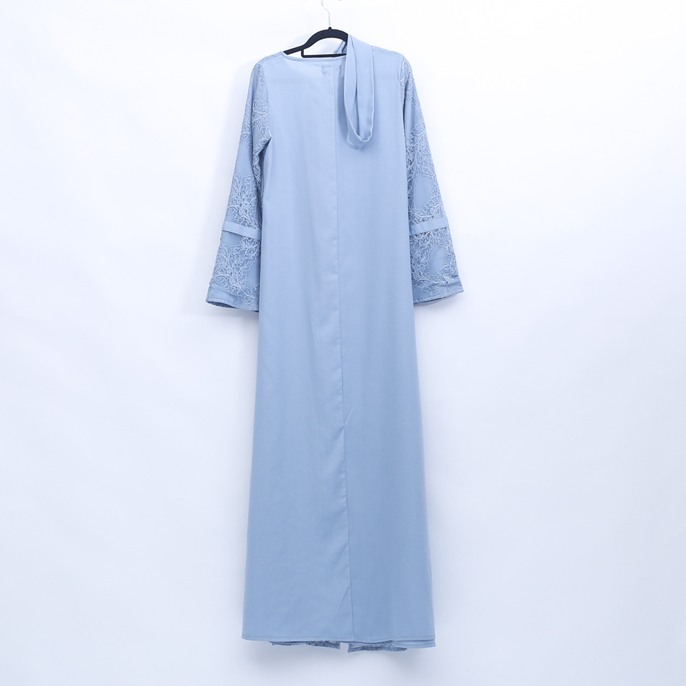 Fashion Ethnic Modest Two-piece Lace Dress Trumpet Sleeve Muslim Islamic Kimono (2) Fashion Ethnic Modest Two-piece Lace Dress Trumpet Sleeve Muslim Islamic Kimono (2)