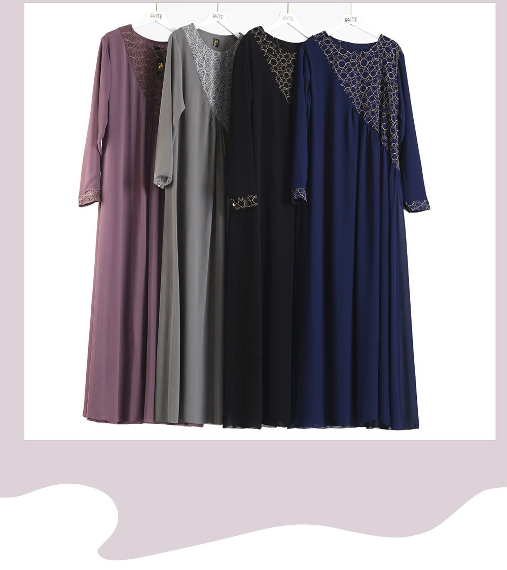 Two Layer Chiffon Lace Stitching Dress Malaysia Arabian Dubai Islamic Muslim Clothing Abaya (4) Two Layer Chiffon Lace Stitching Dress Malaysia Arabian Dubai Islamic Muslim Clothing Abaya (4)