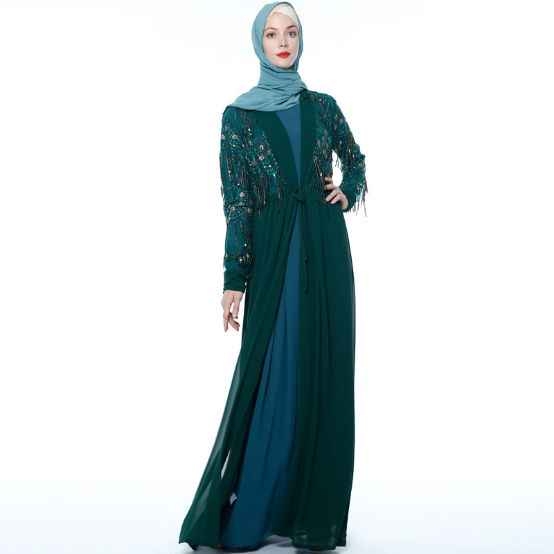 New Sequined Fringed Cardigan Muslim Long-sleeved Modest Muslim Kimono (7) New Sequined Fringed Cardigan Muslim Long-sleeved Modest Muslim Kimono (7)