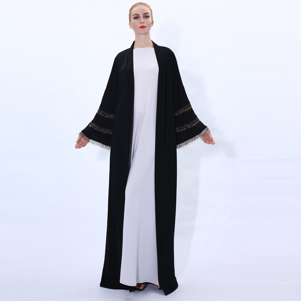 New Muslim Womens Maxi Dress with Three-layer Kimono Sleeves Kimono Open Abaya (6) New Muslim Womens Maxi Dress with Three-layer Kimono Sleeves Kimono Open Abaya (6)