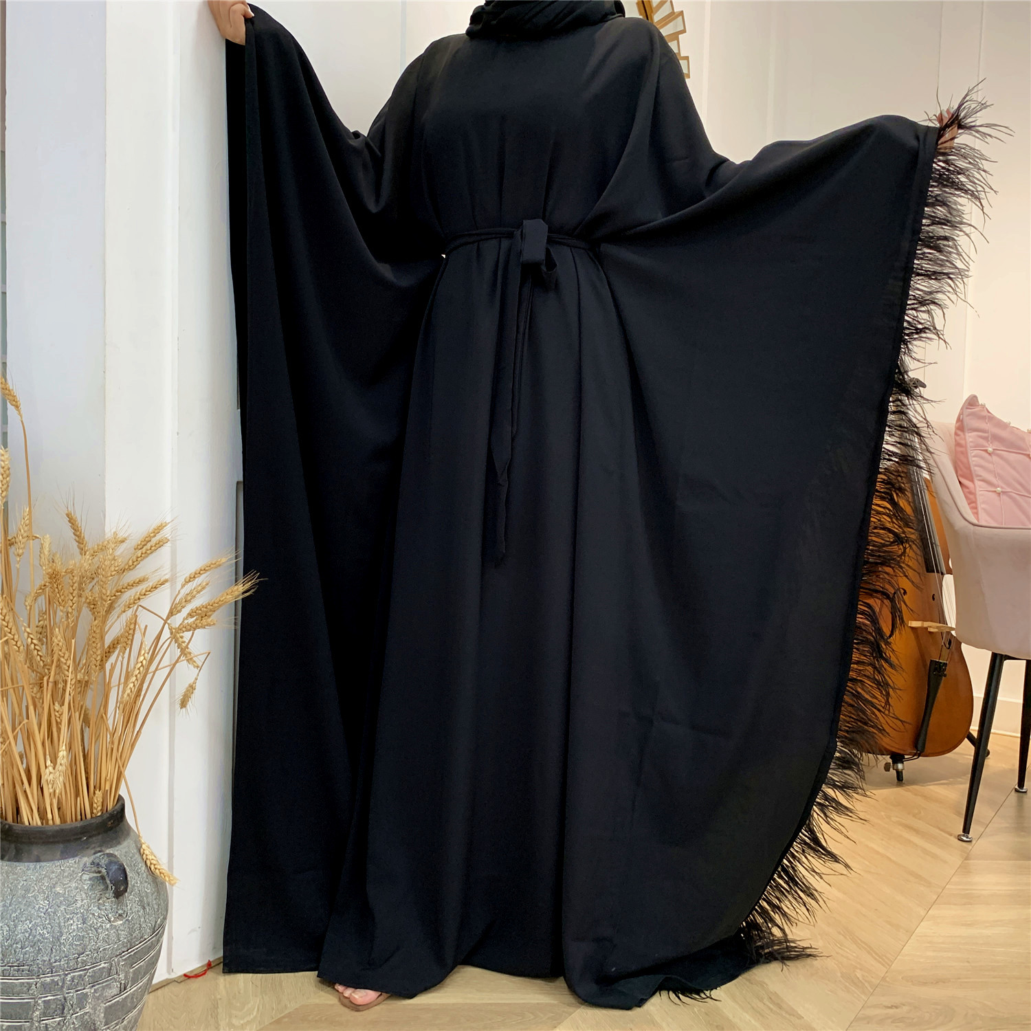 Muslim Butterfly Bat Tight Sleeve Middle Eastern Robe Dress Islamic Clothing Dubai Kaftan (4) Muslim Butterfly Bat Tight Sleeve Middle Eastern Robe Dress Islamic Clothing Dubai Kaftan (4)