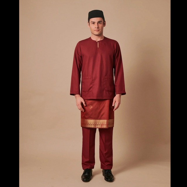 SIPO 2024 EID BAJU MELAYU ROUND NECK IN MAROON