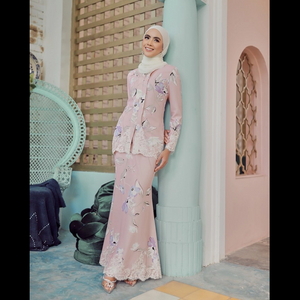 SIPO LAVISH LEBARAN 2024 KEBAYA MODEN WOMAN KABAYA DRESS PINKY