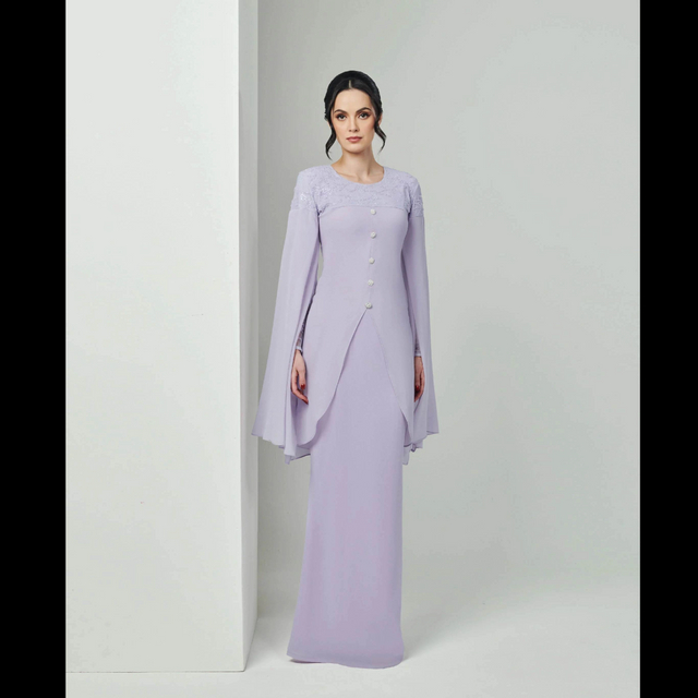 SIPO TIMELESS RAYA 2024 CHIFFON SEQUIN LACE BAJU KURUNG-LILAC