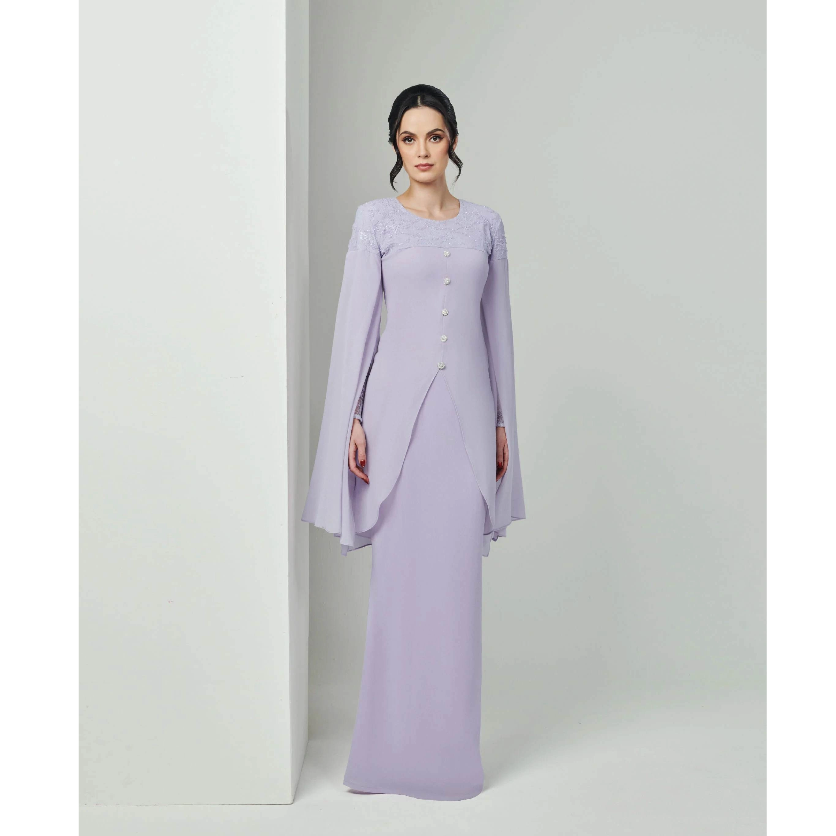 SIPO TIMELESS RAYA 2024 CHIFFON SEQUIN LACE BAJU KURUNG-LILAC