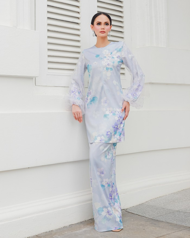 SIPO LAVISH LEBARAN 2024 BAJU KURUNG SUPPLIER - GREYISH BLUE
