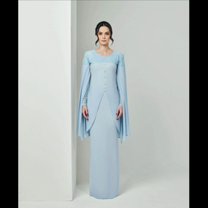 SIPO TIMELESS RAYA 2024 CHIFFON SEQUIN LACE BAJU KURUNG-STONE BLUE