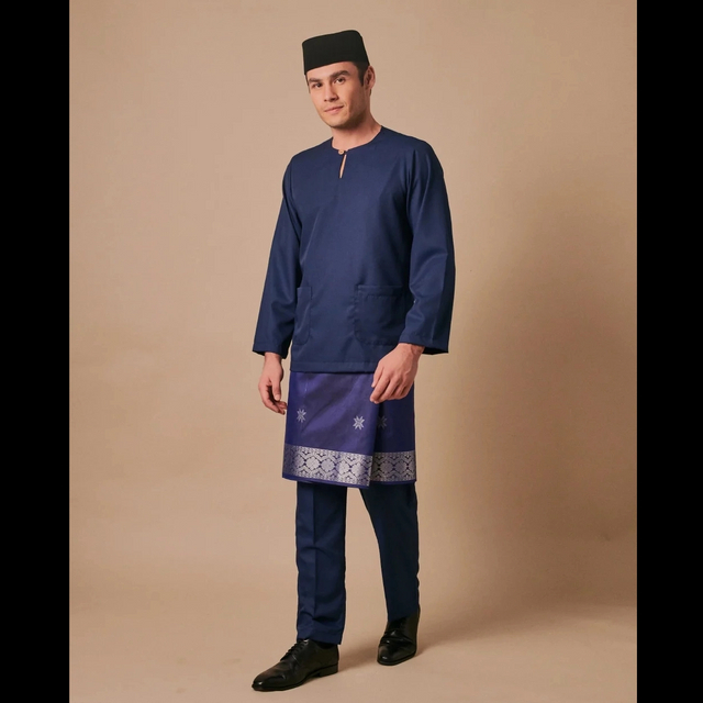 SIPO 2024 EID BAJU MELAYU ROUND NECK IN NAVY BLUE