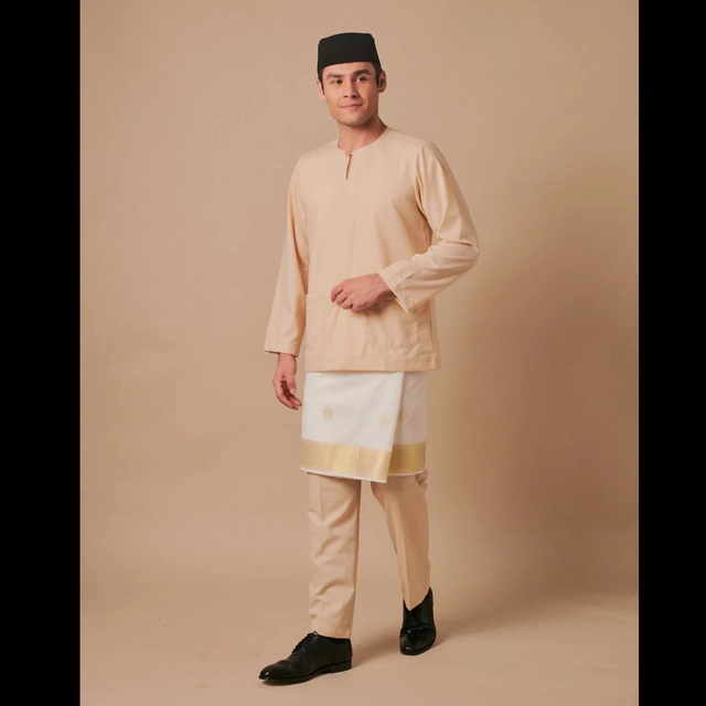 SIPO 2024 EID BAJU MELAYU ROUND NECK IN LINEN BEIGE