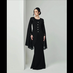 SIPO TIMELESS RAYA 2024 CHIFFON SEQUIN LACE BAJU KURUNG-BLACK