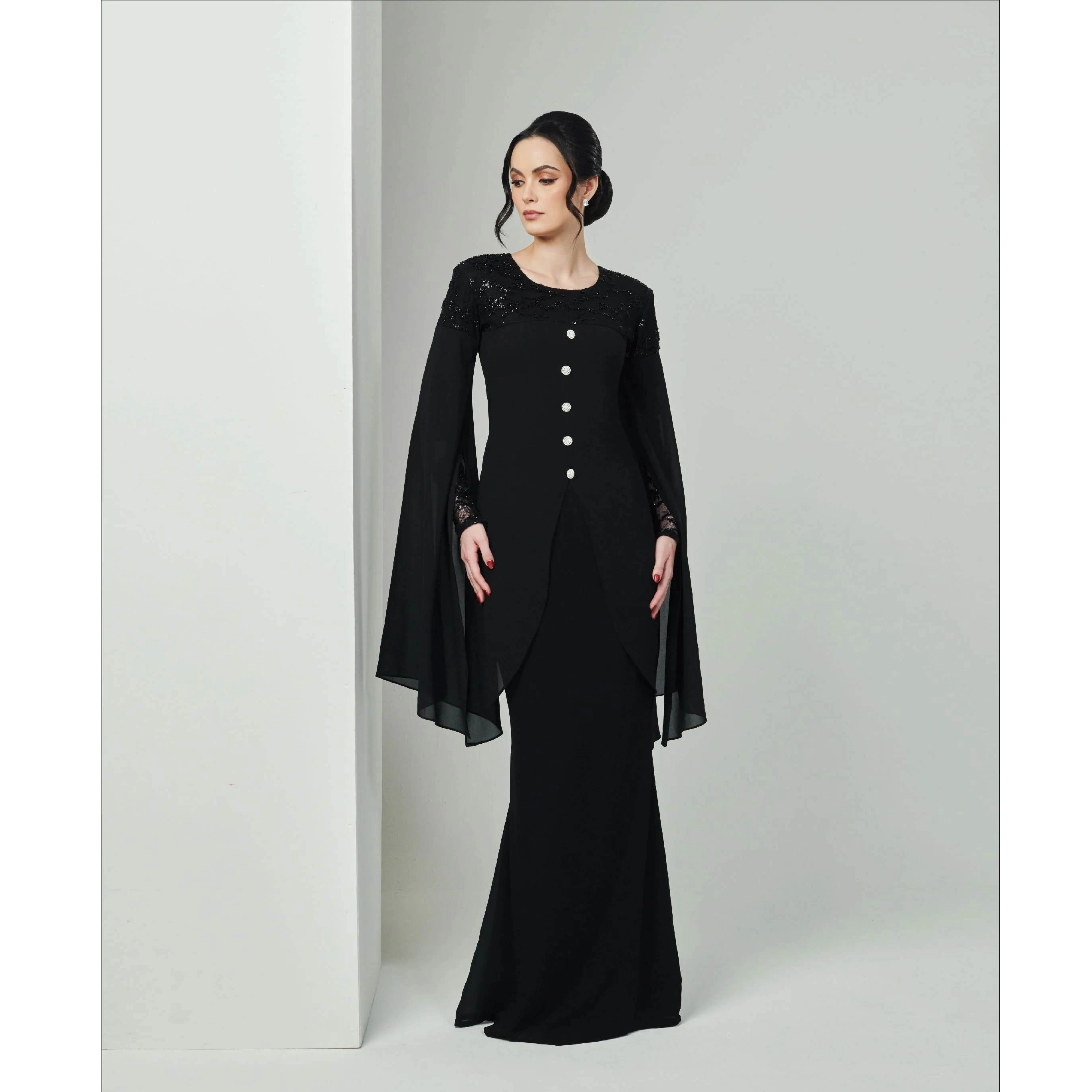 SIPO TIMELESS RAYA 2024 CHIFFON SEQUIN LACE BAJU KURUNG-BLACK