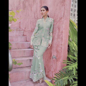 SIPO LAVISH LEBARAN 2024 KEBAYA MODEN WOMAN KABAYA DRESS MINT GREEN