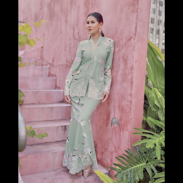 SIPO LAVISH LEBARAN 2024 KEBAYA MODEN WOMAN KABAYA DRESS MINT GREEN