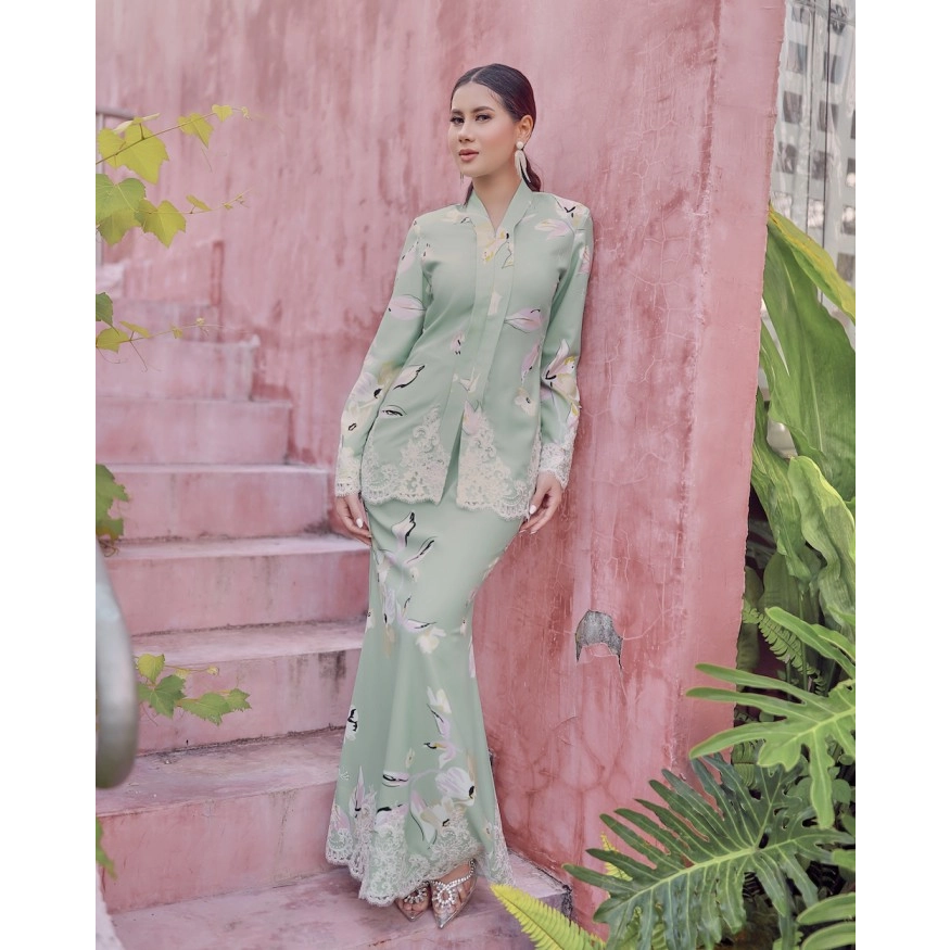 SIPO LAVISH LEBARAN 2024 KEBAYA MODEN WOMAN KABAYA DRESS MINT GREEN