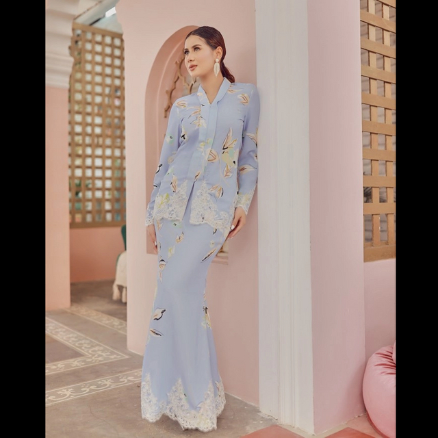 SIPO LAVISH LEBARAN 2024 KEBAYA MODEN WOMAN KABAYA DRESS BABY BLUE
