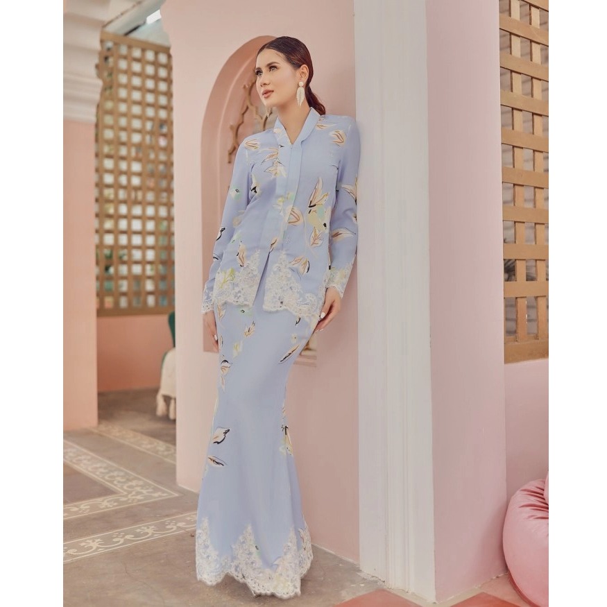 SIPO LAVISH LEBARAN 2024 KEBAYA MODEN WOMAN KABAYA DRESS BABY BLUE
