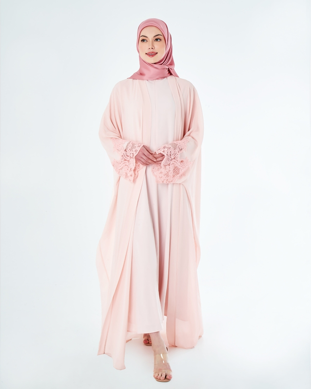 SIPO EID CLOTHING SUPPLIER TWO PIECE LACE ABAYA - SAKURA