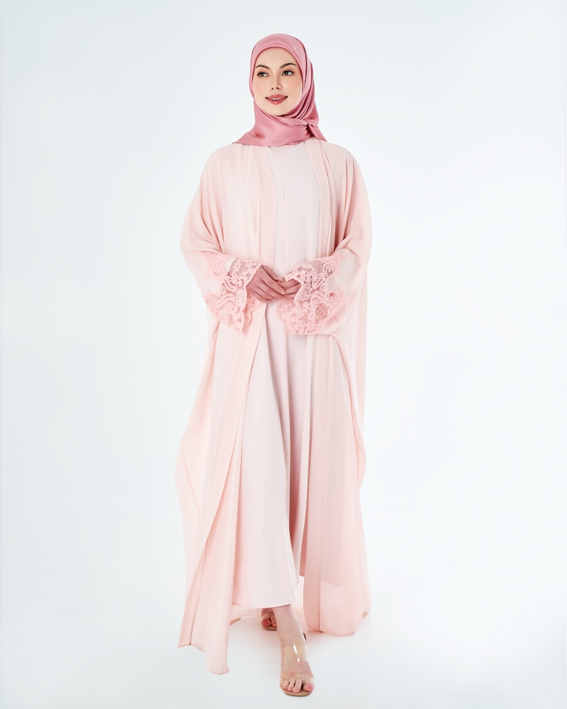 SIPO EID CLOTHING SUPPLIER TWO PIECE LACE ABAYA - SAKURA