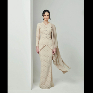 SIPO 2024 EID PURE COTTON,PUFF SLEEVES LUXE BAJU KURUNG-KHAKI