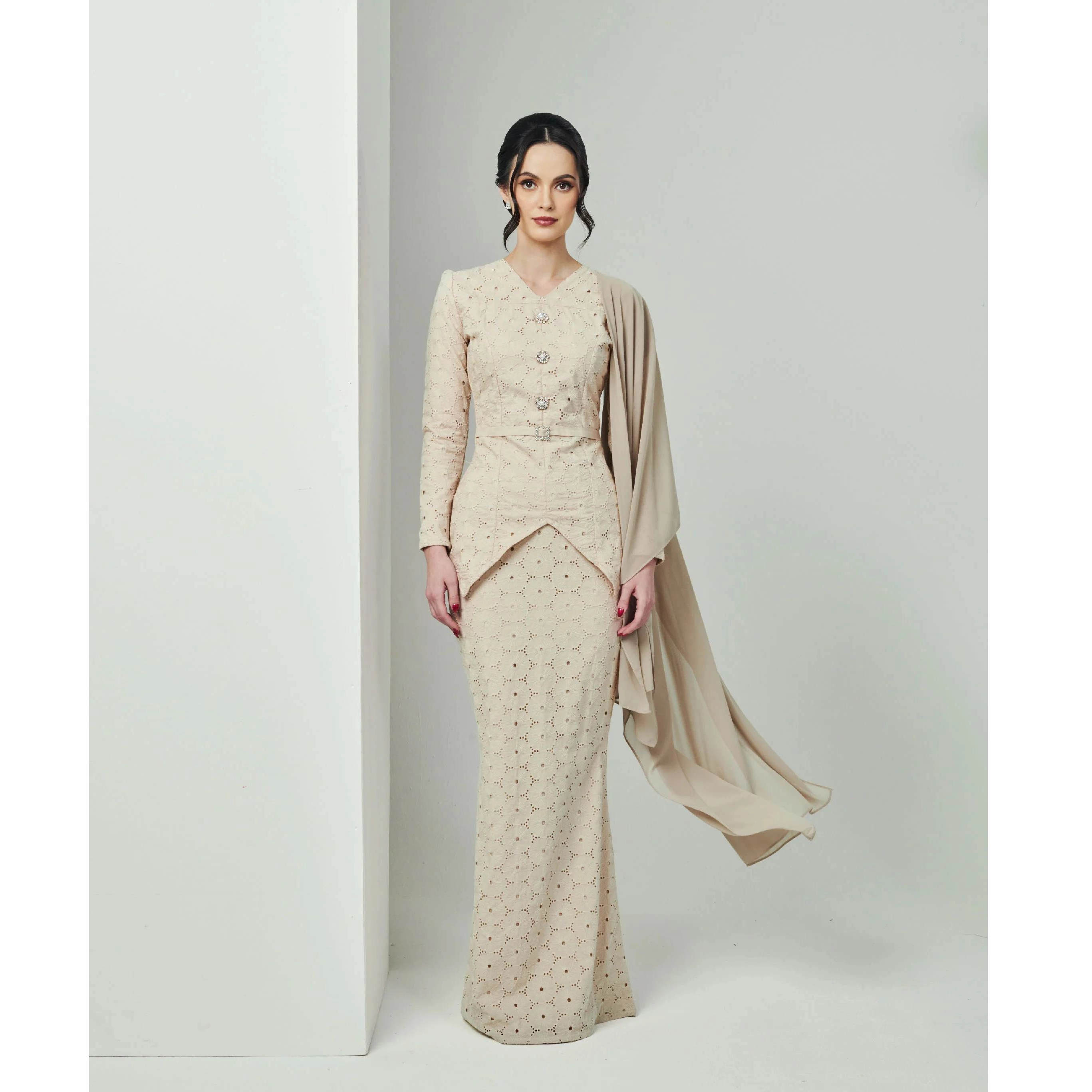 SIPO 2024 EID PURE COTTON,PUFF SLEEVES LUXE BAJU KURUNG-KHAKI