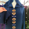 Navy Blue Gold Tube Moroccan Style Middle Eastern Hand-sewn Diamond Robe Abaya Muslim Women's Clothing