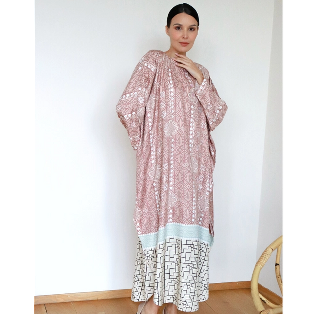 Malaysia wholesale peach georgette long sleeves Kaftan - Light Brown