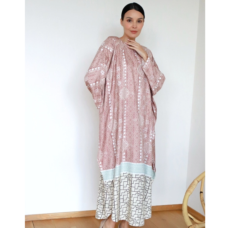Malaysia wholesale peach georgette long sleeves Kaftan - Light Brown