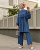  2022 Kurti Two Piece Maxi Burka 2pieces Women Suit Prayer Dubai Pants Islamic Clothing Top Thobe Modest Printing Muslim Blouse Set