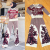  Modest Pants Burka Islamic Clothing Kurti Maxi 2022 Two Piece Dubai Suit 2pieces Printing Top Women Prayer Thobe Muslim Blouse Set