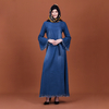 2022 Muslim Summer New Loose Butterfly Long-sleeved Embroidered Denim Dress Muslim Robe