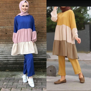  Printing Top Maxi Suit Burka Pants Thobe 2pieces Islamic Clothing Women 2022 Kurti Two Piece Prayer Dubai Modest Muslim Blouse Set