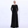 INS Autumn And Winter Vertical Striped Gold Velvet Long Skirt Muslim Women's Long-sleeved Warm Dress on Behalf of Hair