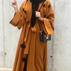 2022 Muslim New Cute And Sweet Hairball Muslim Cardigan Cross-border Women's Clothing Source Middle Eastern Robe