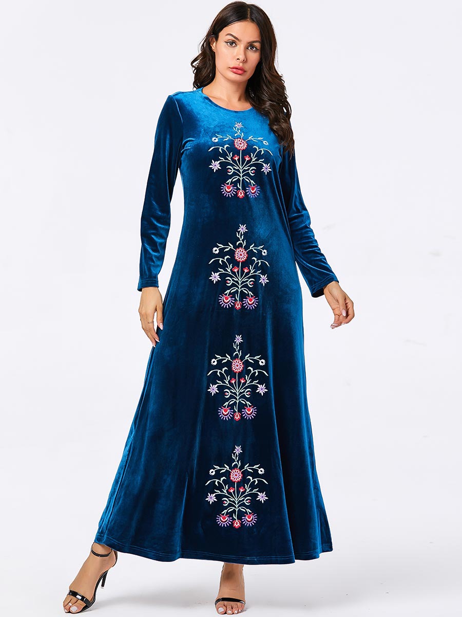  Dubai Embroidery Turkish Women Borka Vêtements Islamic Clothing Modest Robe Femme Musulman Prayer Clothes Vetement Femme Kebaya Maleisie Maxi Dress Abaya