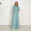 2022 Muslim Fashion Muslim Elegant Sequins Loose Large Size Lightweight See-through Blue Middle East Jacket