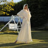 2022 Muslim Fashion Arabian Long-sleeved Pure Color Elegant Loose Muslim Dress With Scarf