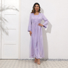 2022 New Muslim Middle Eastern Pure Color Sequins Fake Two Pieces of Elegant Women's Clothing with Arabian Lace