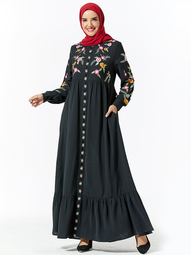  Prayer Clothes Borka Modest Vetement Femme Islamic Clothing Kebaya Maleisie Robe Femme Musulman Turkish Vêtements Embroidery Women Dubai Maxi Dress Abaya