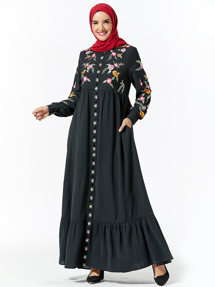  Prayer Clothes Borka Modest Vetement Femme Islamic Clothing Kebaya Maleisie Robe Femme Musulman Turkish Vêtements Embroidery Women Dubai Maxi Dress Abaya