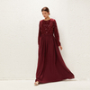 2022 Muslim Fashion Embroidered Sequins Stitching Chiffon Pure Color Loose And Elegant Dubai Long Skirt