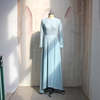 2022 Muslim Slim Elegant Arab Solid Color Thickening High Elasticity Linen Front Short Back Long Dress