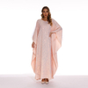 2022 Muslim Bat Sleeve Long Double-sided Pink Chiffon Sequin Elegant Robe