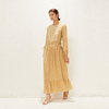 2022 Muslim New Dubai Elegant Loose Print Round Neck Middle East Chiffon Single Layer Long Skirt