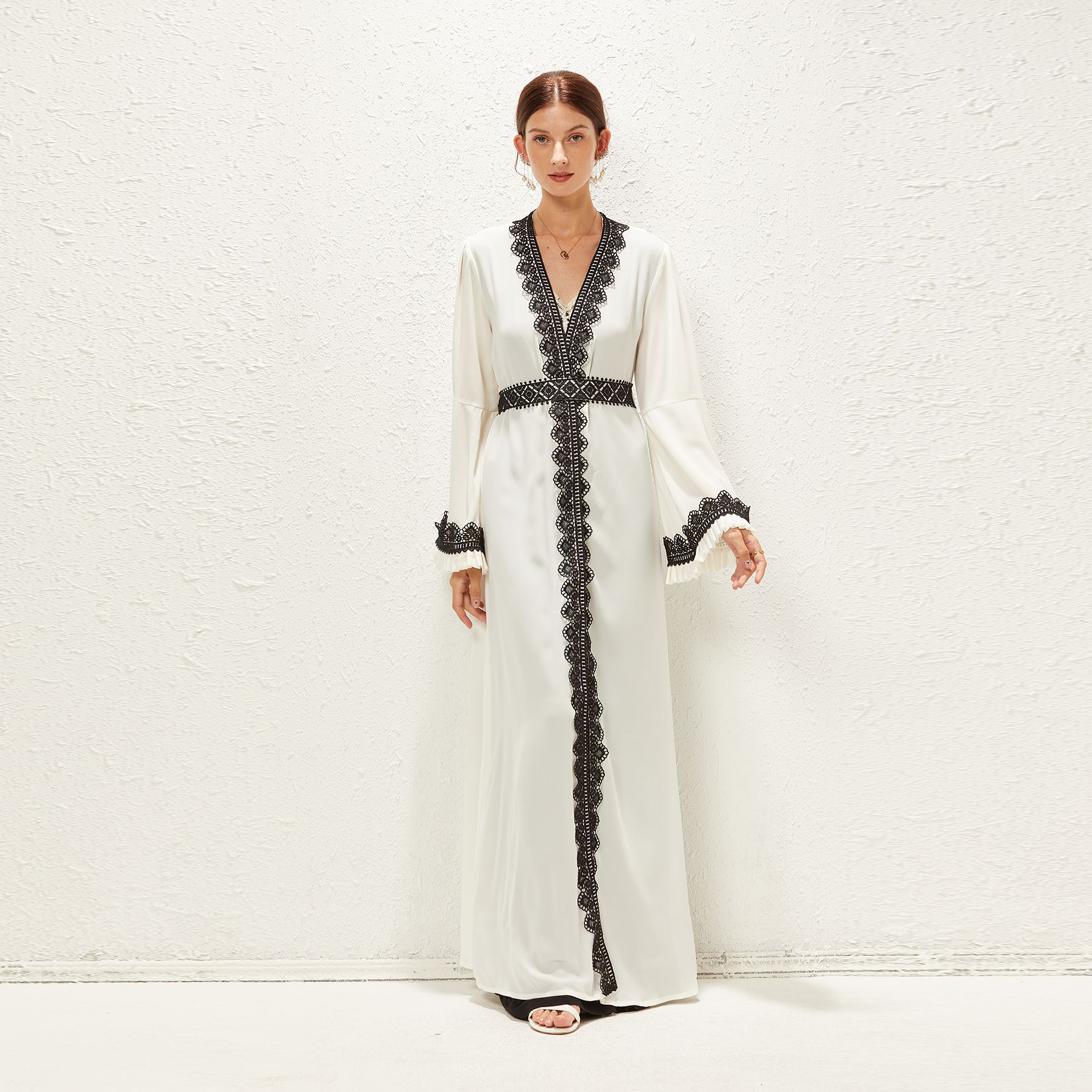 2022 Muslim Dubai Arabian Black Two-piece Milk Silk Chiffon Elegant Jacket
