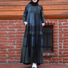 2022 Muslim New Style Cotton And Linen Printed Linen Ethnic Style Literary And Artistic Big Swing Long Pullover Dress