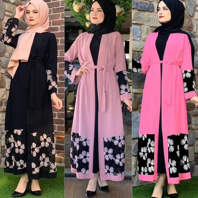  Open Abaya Kimono Modest Robe Dubai Fashion Morocco Islamic Clothing Muslim Burka 2022 Turkish Arab Jalabiya Kaftan Women Maxi Dress Open Abaya